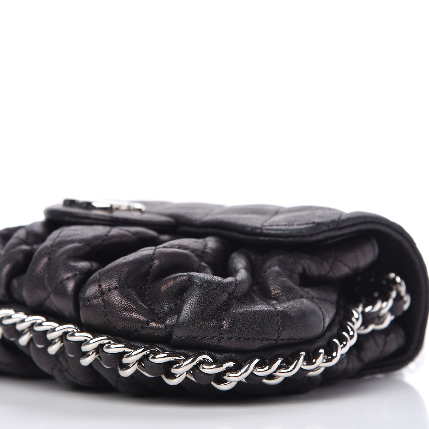 Chanel Metallic Washed Lambskin Quilted Mini Chain Around Flap Black 7 of 10