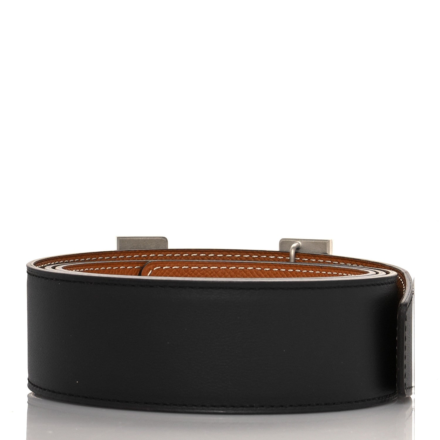 Hermes Tadelakt Epsom 42mm Constance 2 H Belt 105 Black Gold 2 of 6