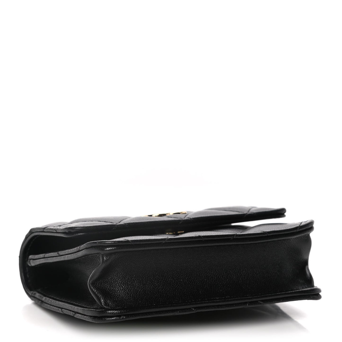 Lambskin Quilted CC Hook Card Holder Black