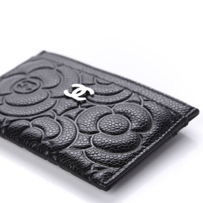 Chanel Caviar Camellia Embossed Card Holder Black 7 of 10