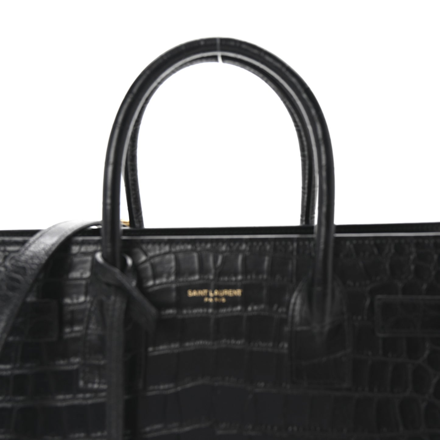 Calfskin Crocodile Embossed Baby Sac De Jour Black