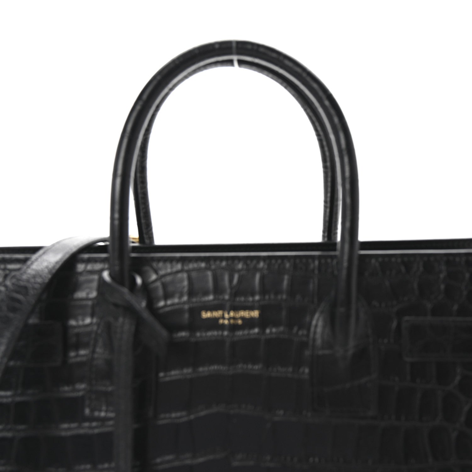 Saint Laurent Calfskin Crocodile Embossed Baby Sac De Jour Black 7 of 9