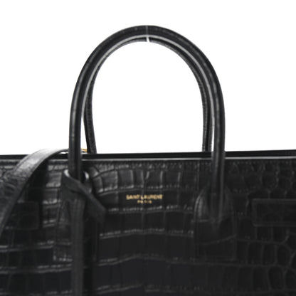 Saint Laurent Calfskin Crocodile Embossed Baby Sac De Jour Black 7 of 9