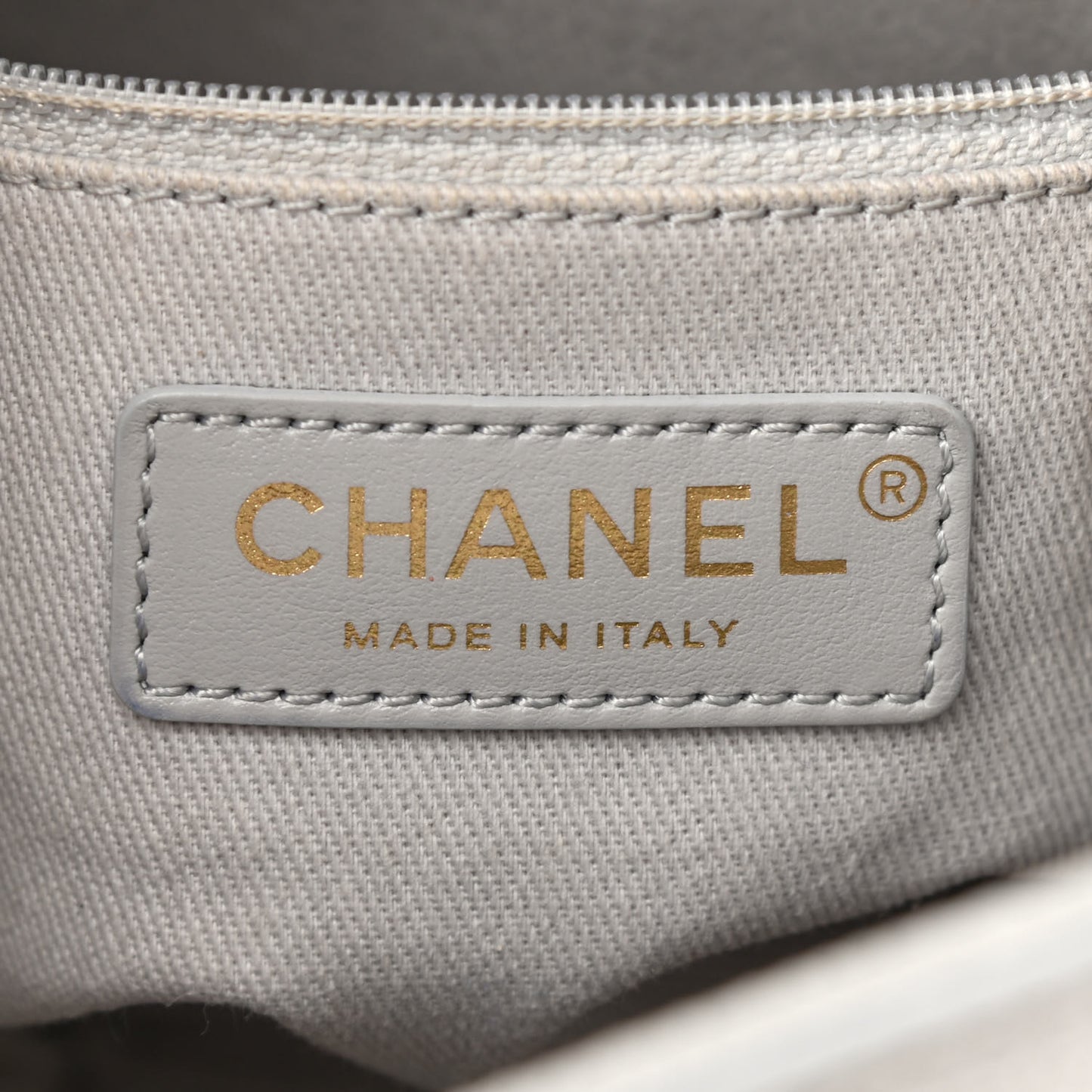 Caviar Diamond Stitched CC Bucket Drawstring Bag Light Grey