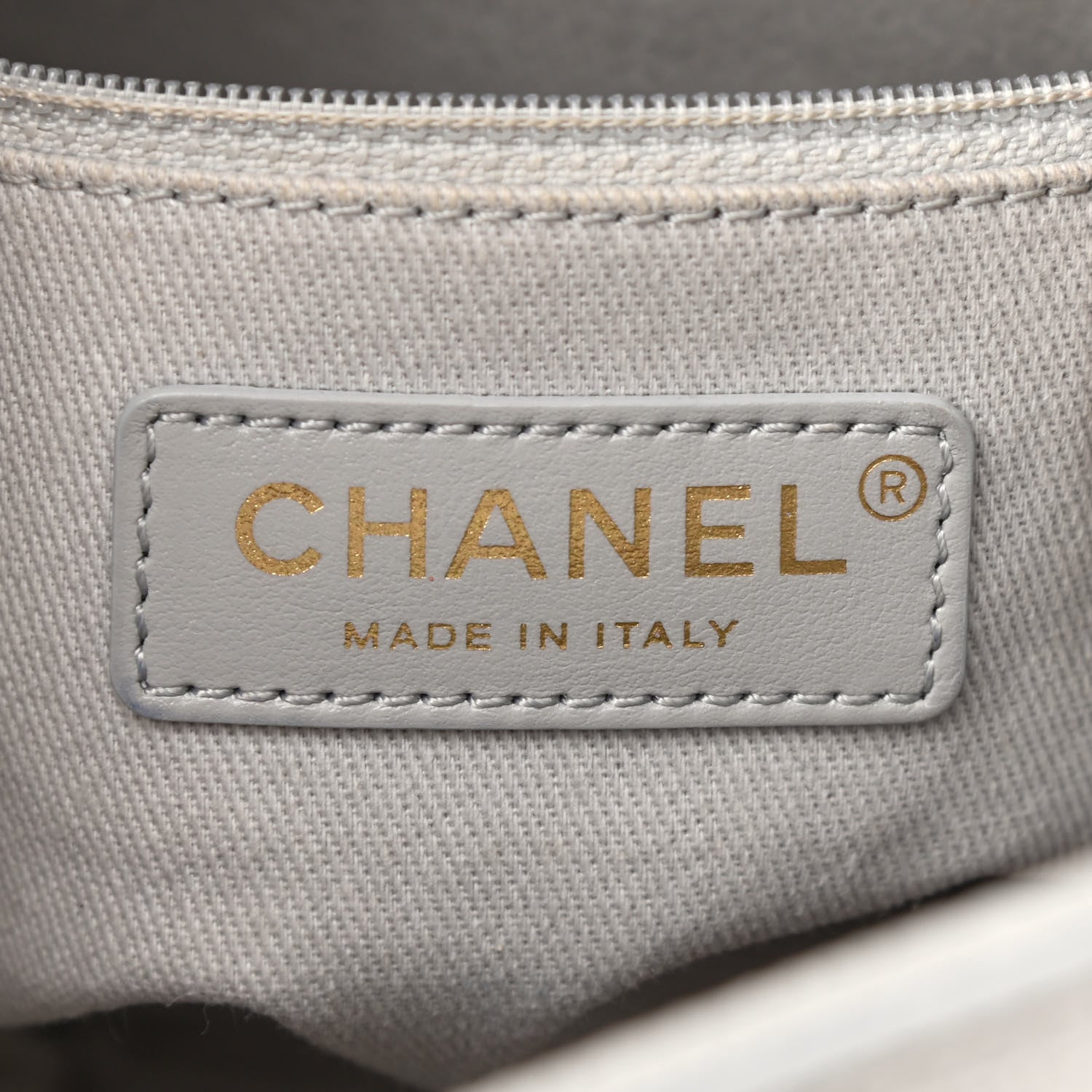 Chanel Caviar Diamond Stitched CC Bucket Drawstring Bag Light Grey 6 of 10
