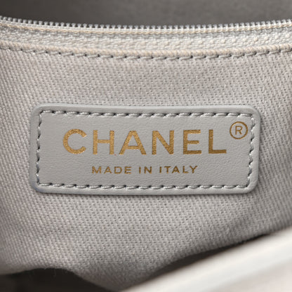 Chanel Caviar Diamond Stitched CC Bucket Drawstring Bag Light Grey 6 of 10