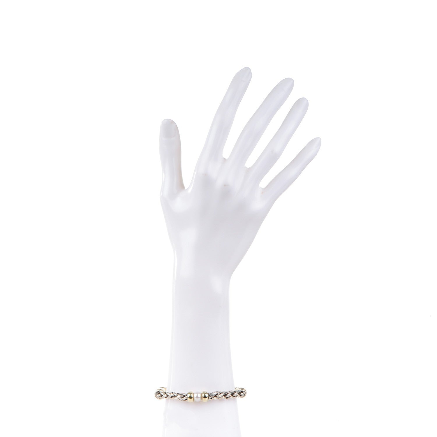 David Yurman Sterling Silver 14K Yellow Gold Pearl 5mm Hampton Bracelet 2 of 5