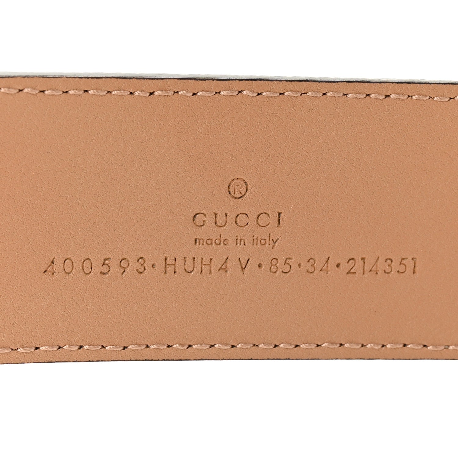 Gucci GG Supreme Monogram Plutone Calfskin Enamel Double G 40mm Belt 85 34 Beige Ebony Camelia 3 of 5