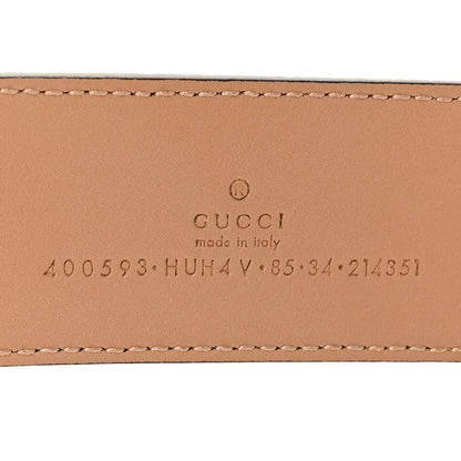 Gucci GG Supreme Monogram Plutone Calfskin Enamel Double G 40mm Belt 85 34 Beige Ebony Camelia 3 of 5