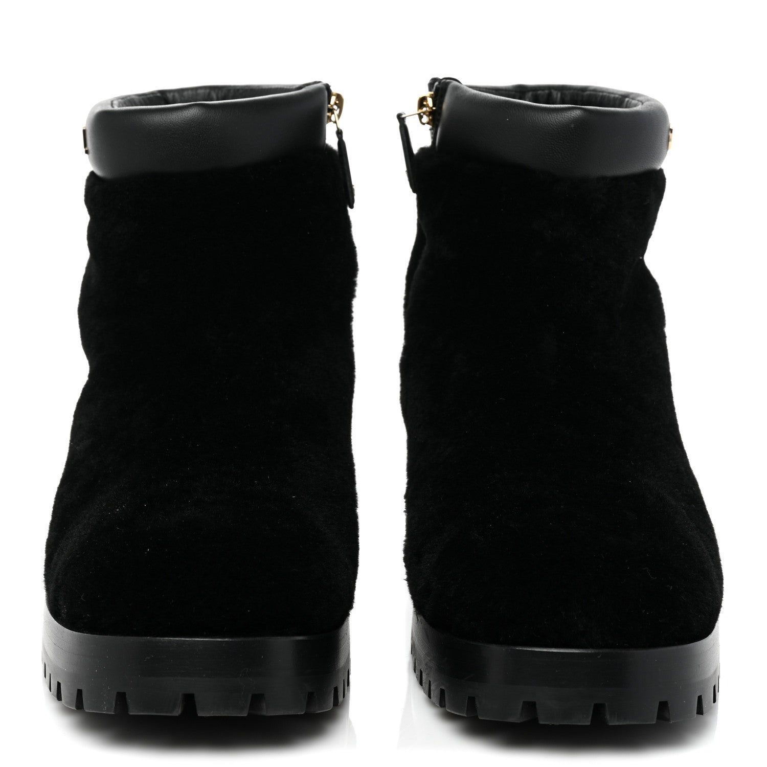 Chanel Shearling Lambskin Logo Ankle Boots 39 Black 2 of 9