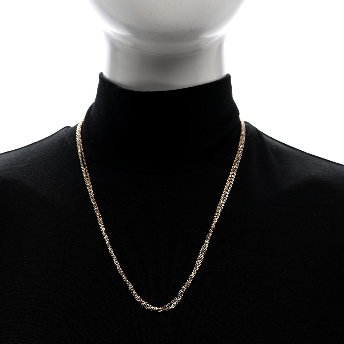 18K Pink Yellow White Gold Three Chain Necklace