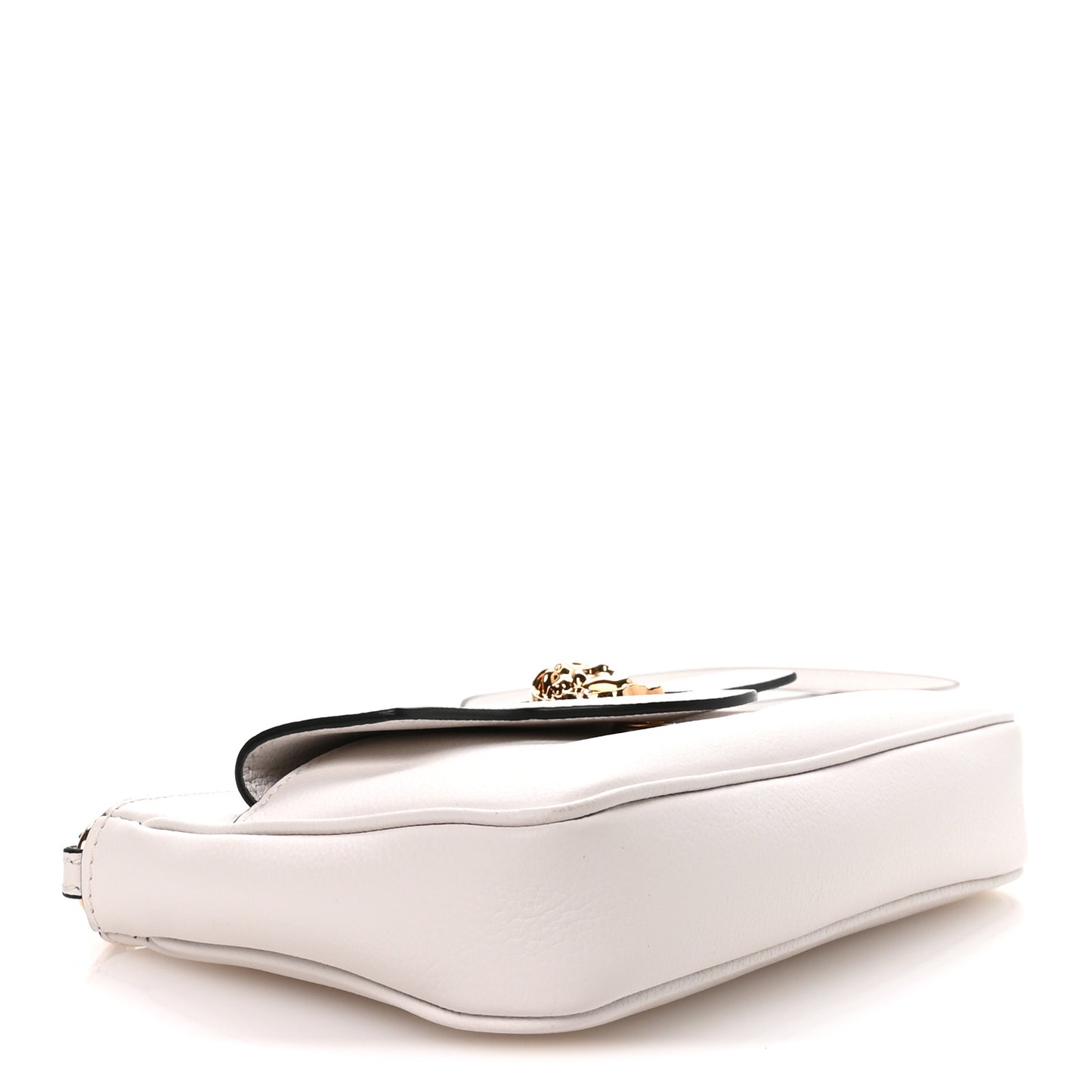 Grained Calfskin La Medusa Mini Crossbody Bag White