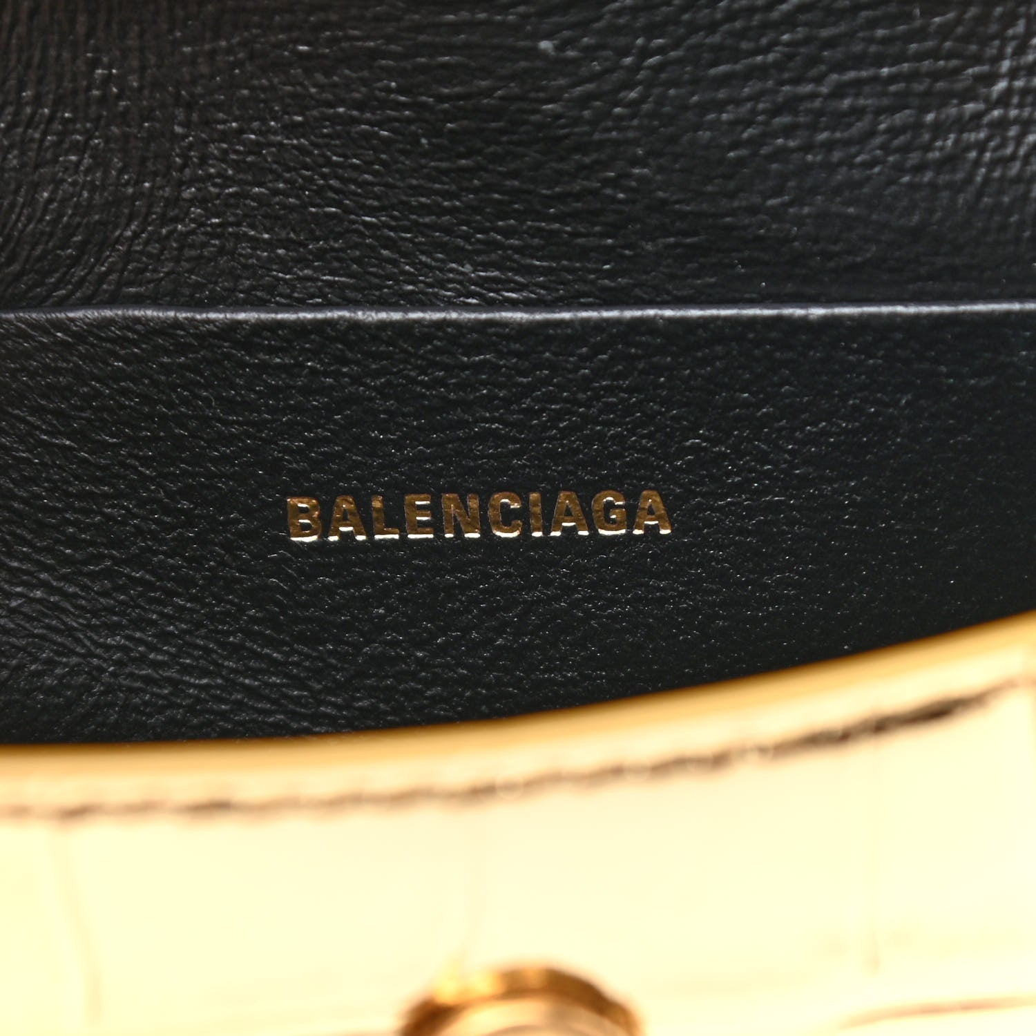 Balenciaga Metallic Calfskin Crocodile Embossed Hourglass Top Handle Bag Mini Gold 6 of 8