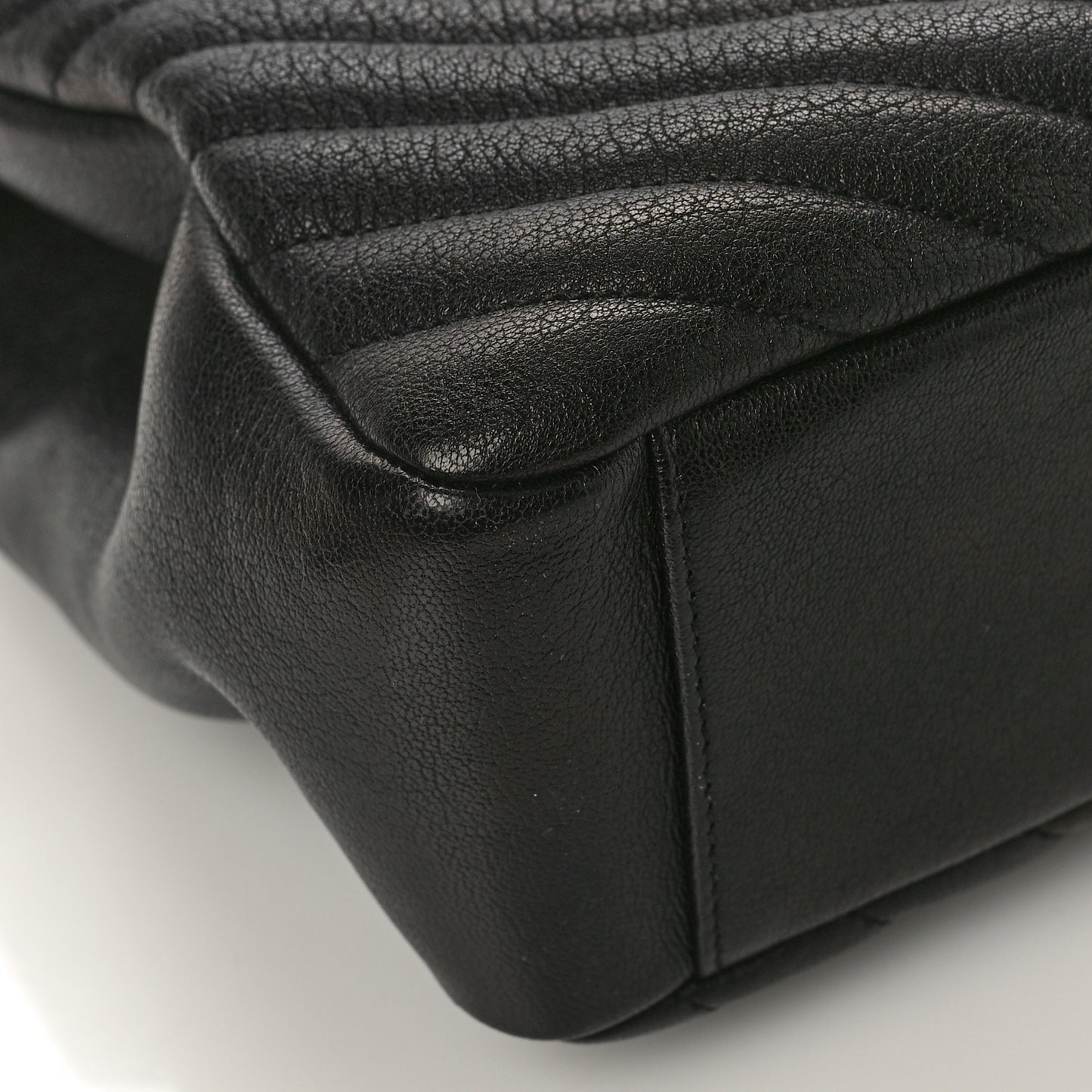 Sheepskin Matelasse Chevron Monogram Large College Satchel Black