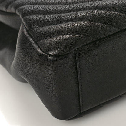 Saint Laurent Sheepskin Matelasse Chevron Monogram Large College Satchel Black 8 of 10