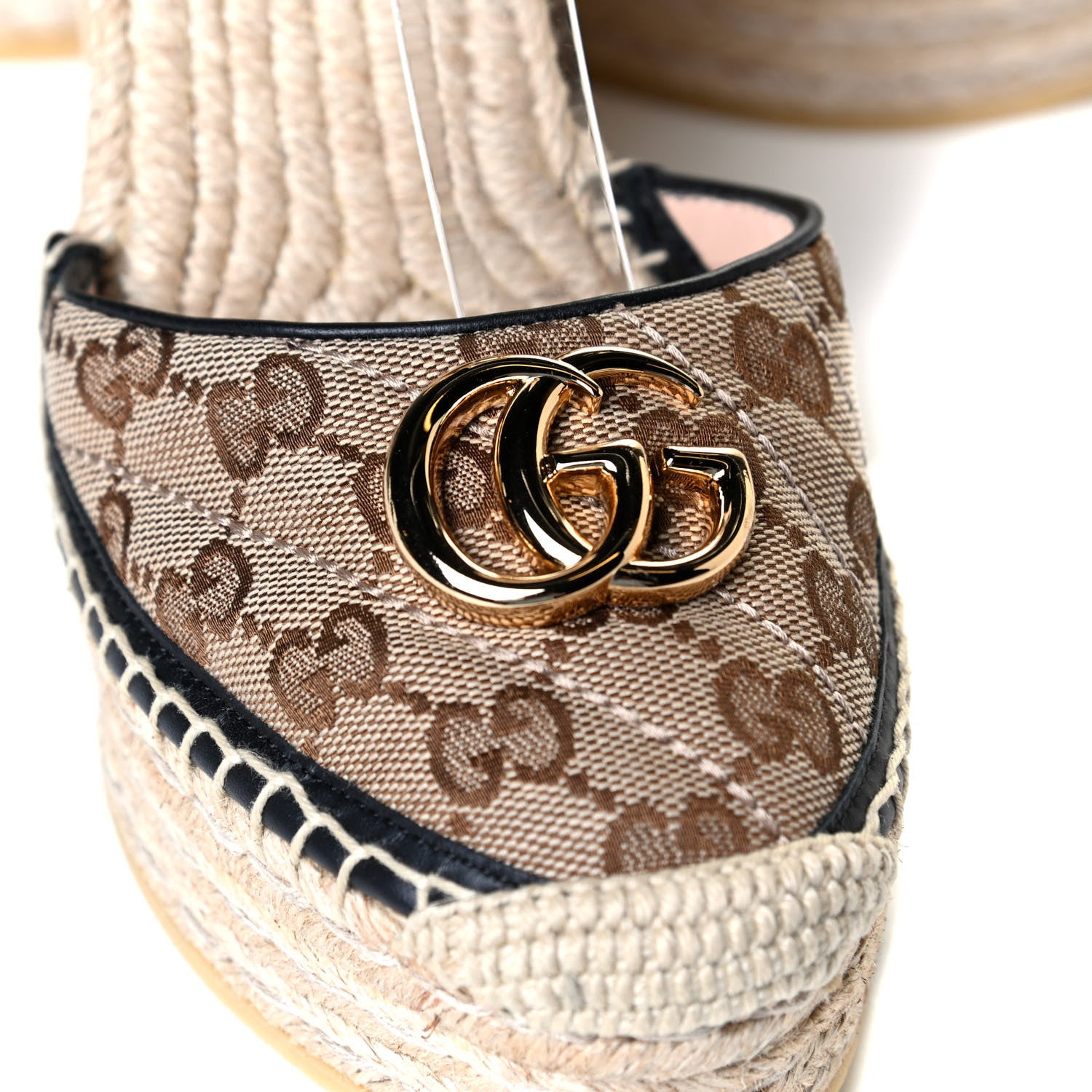 Gucci Monogram Matelasse GG Marmont Ankle Wrap Platform 35/120mm Espadrille Wedges 39.5 Beige Ebony Black Sand Storm 5 of 6