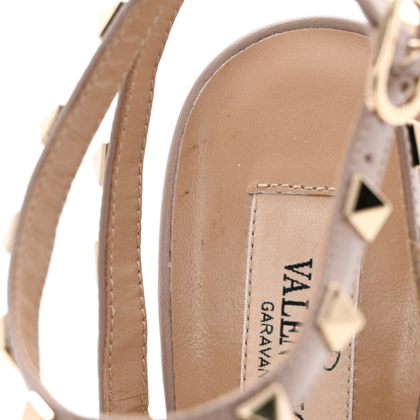 Patent Nappa Rockstud Ankle Strap 100mm Pumps 37.5 Poudre