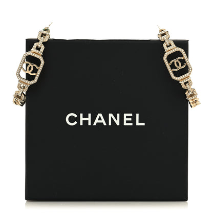 Chanel Crystal CC Vendome Hoop Earrings Gold 6 of 6