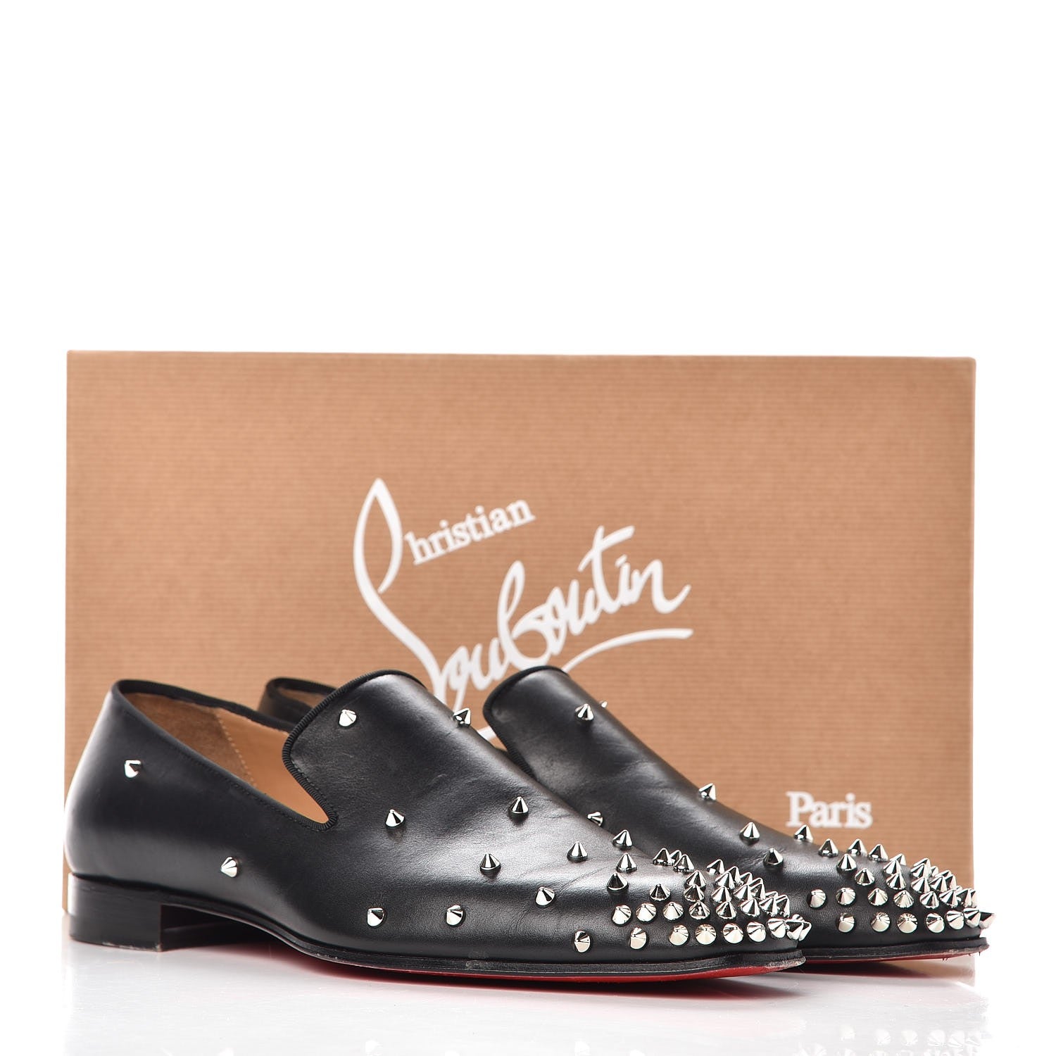 Christian Louboutin Calfskin Spikes Degra Flat Loafers 42 Black 16 of 16