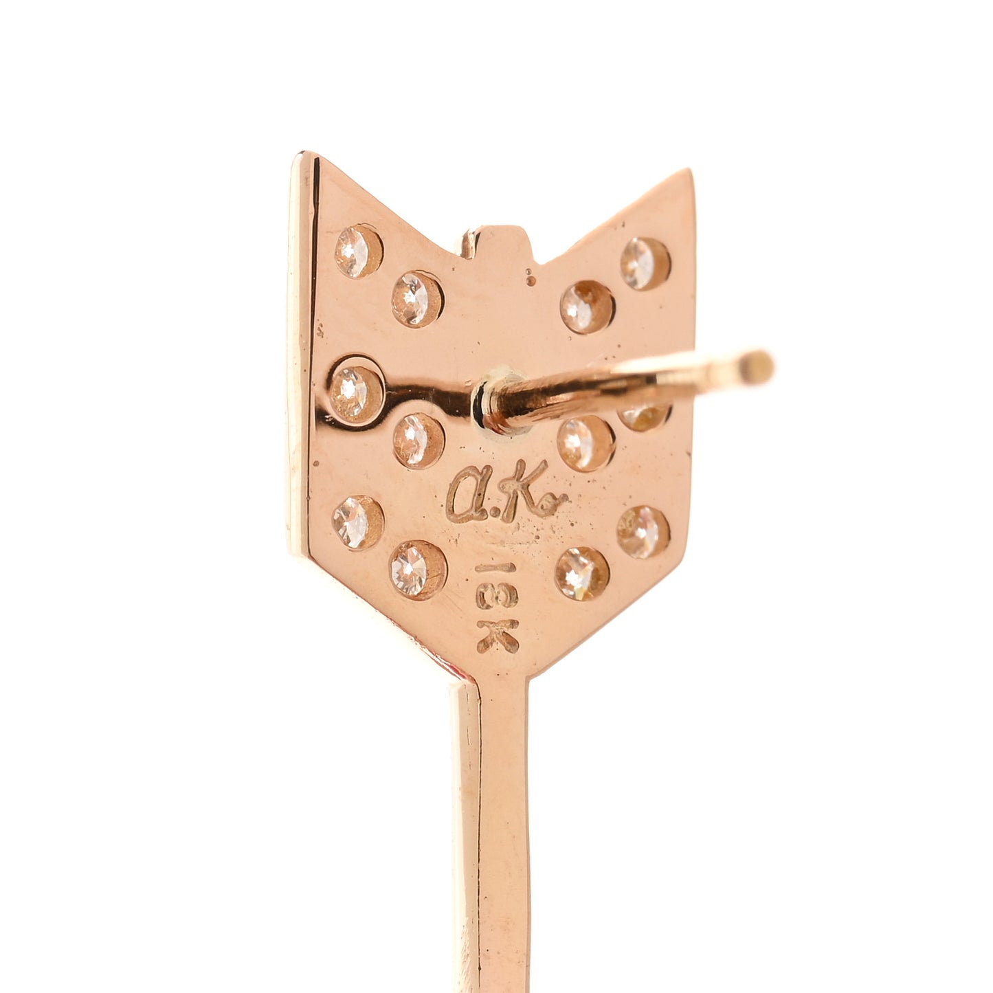 18K Rose Gold Diamond Arrow Earrings