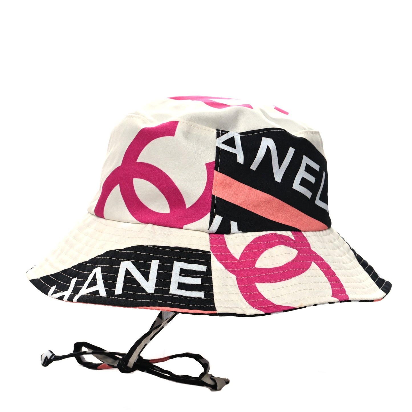 Cotton Logo Cloche Hat size S Ecru Black Pink