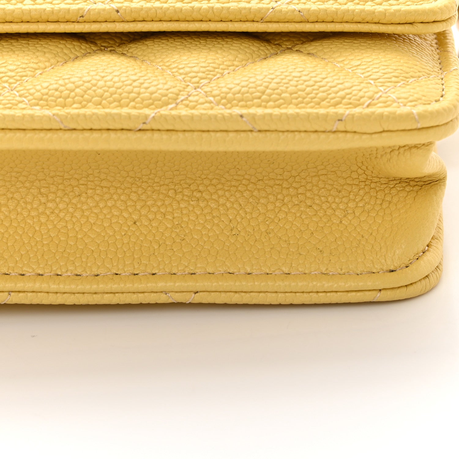 Chanel Caviar Quilted Tiny CC Wallet On Chain WOC Yellow 12 of 13