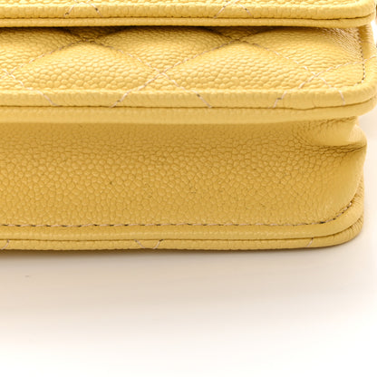 Chanel Caviar Quilted Tiny CC Wallet On Chain WOC Yellow 12 of 13