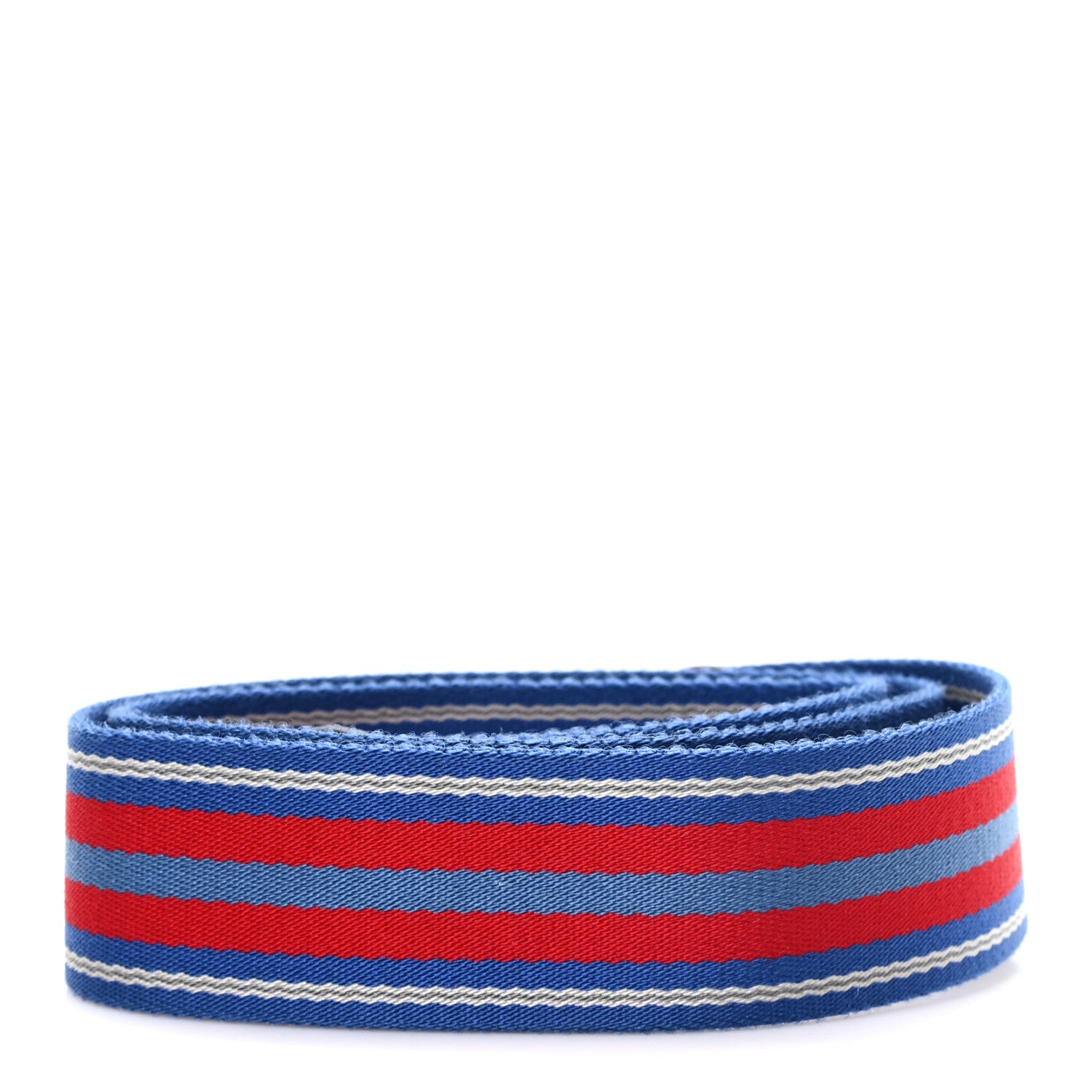 Prada Vitello Daino Striped Fabric Shoulder Strap Blue Red 2 of 3
