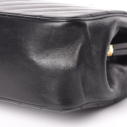 Chanel Lambskin Diagonal Quilted Kisslock Bag Black 10 of 15