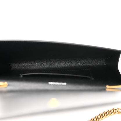 Balenciaga Grained Calfskin Logo Cash Phone Holder Wallet On Chain Black White 5 of 11
