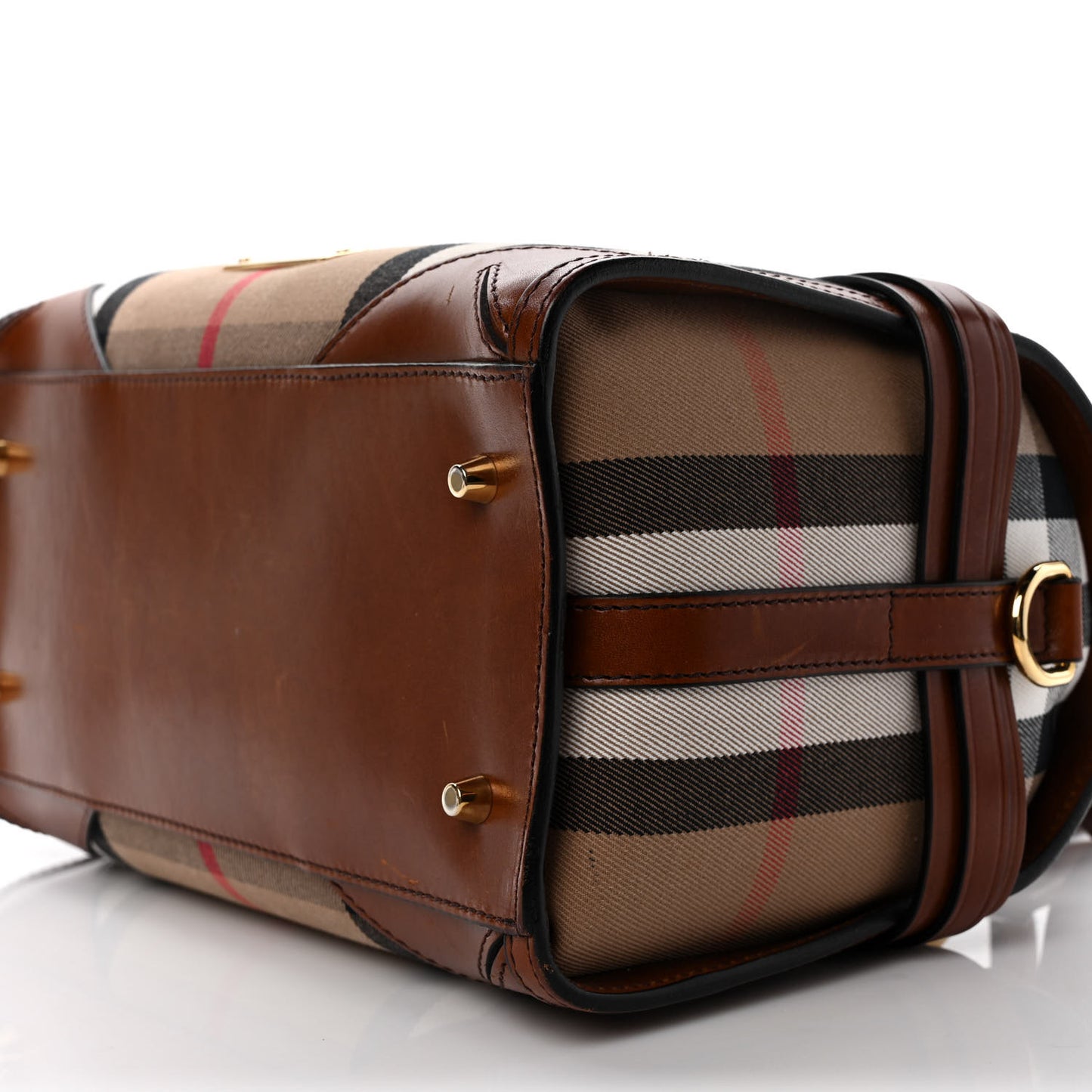 House Check Bridle Calfskin Medium Alchester Bowling Bag Dark Tan