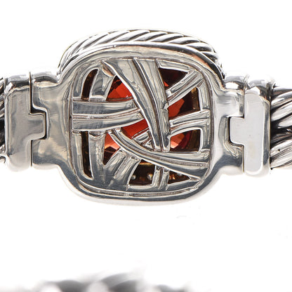 David Yurman Sterling Silver 18K Yellow Gold Diamond Garnet 11mm Albion Double Cable Bracelet 4 of 5