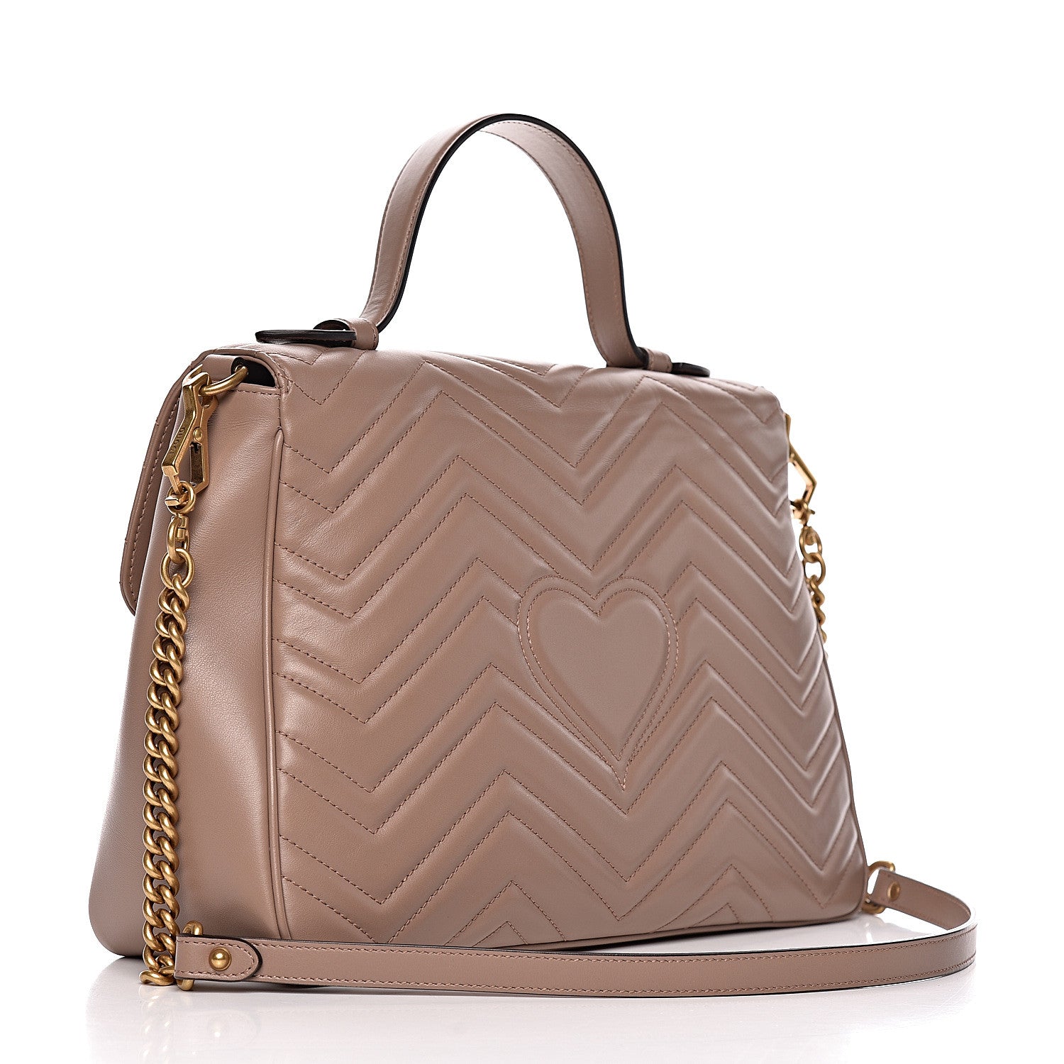 Gucci Calfskin Matelasse Medium GG Marmont Top Handle Shoulder Bag Porcelain Rose 4 of 16