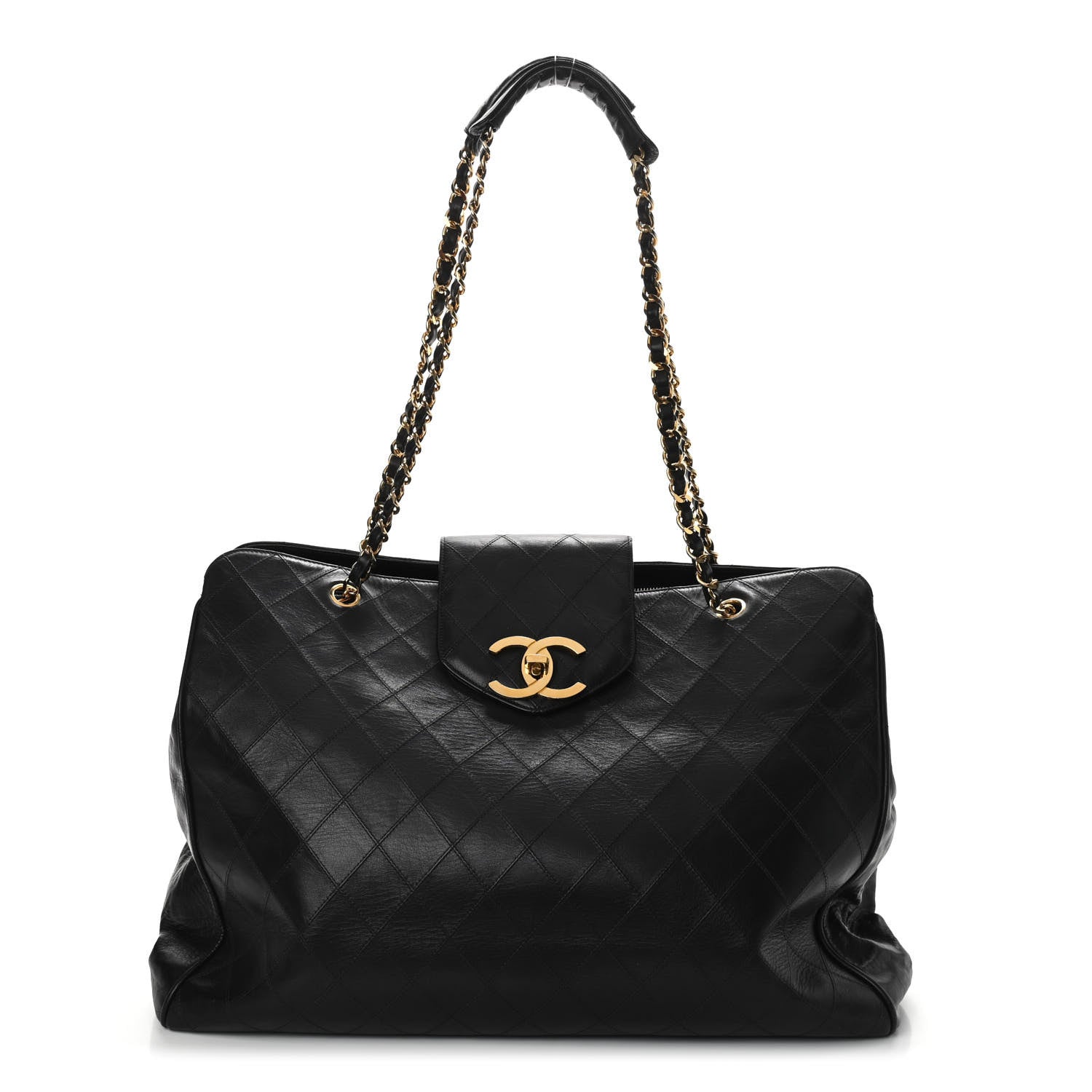Chanel Calfskin Stitched XL Weekender Black 1 of 9
