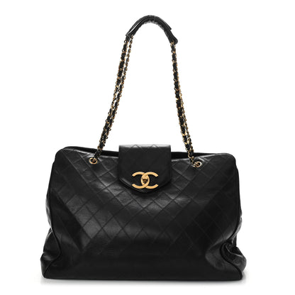 Chanel Calfskin Stitched XL Weekender Black 1 of 9