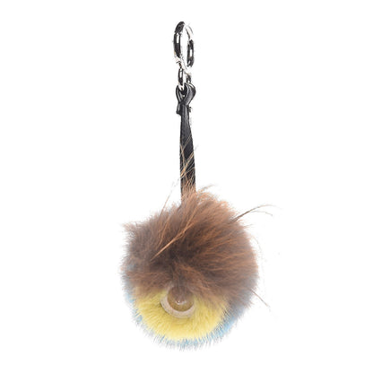 Fendi Mink Fox Fur QuTweet Softweet Bag Bug Charm Azzurro 1 of 4