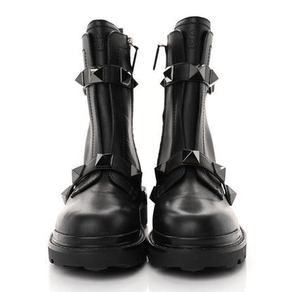 Valentino Garavani Calfskin Tonal Roman Stud 20/40mm Combat Boots 40 Black 2 of 13