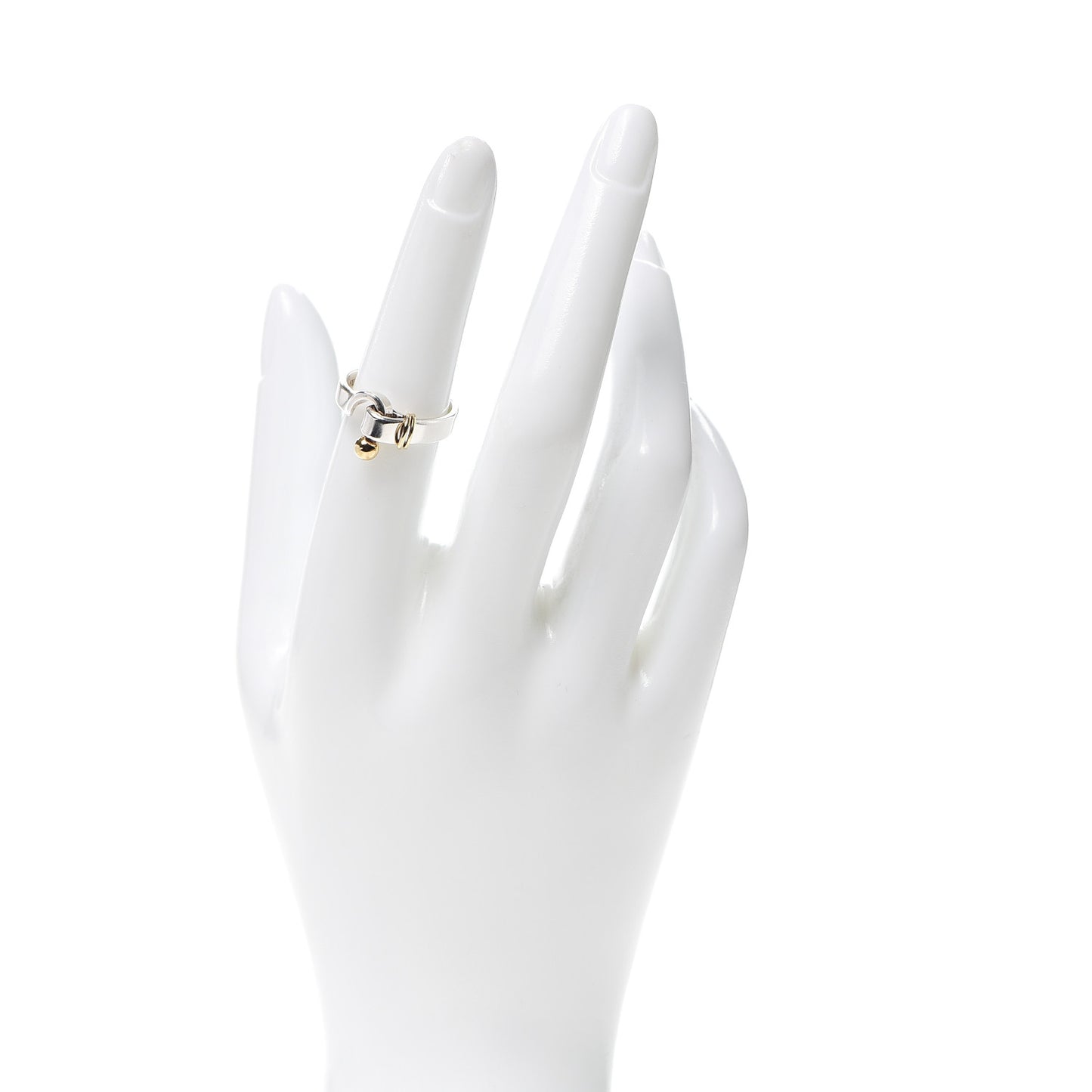 Sterling Silver 18K Yellow Gold Hook Ring 53 6.25