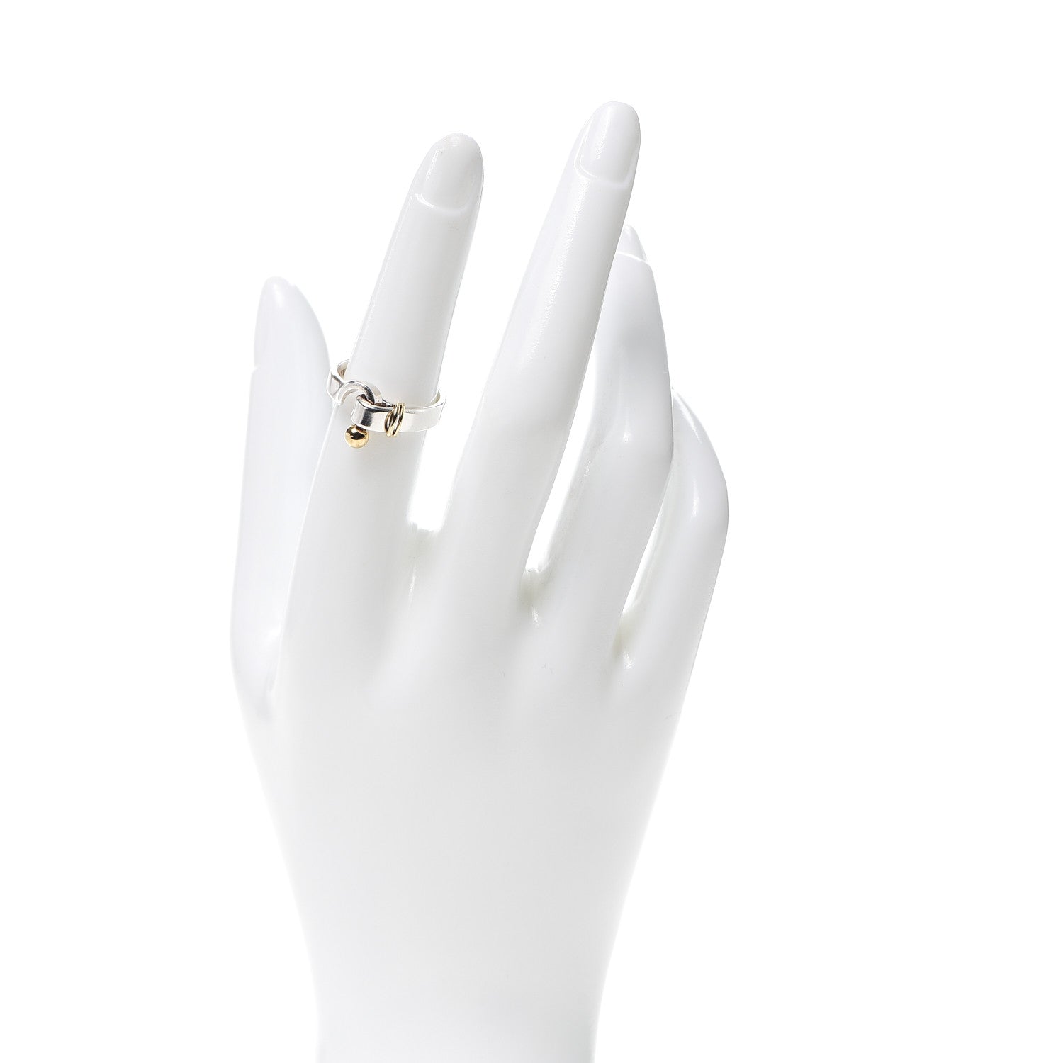 Tiffany Sterling Silver 18K Yellow Gold Hook Ring 53 6.25 2 of 4