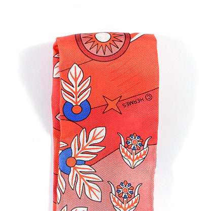 Hermes Silk La Source de Pegase Twilly Rouge Bleu Royal White 9 of 11