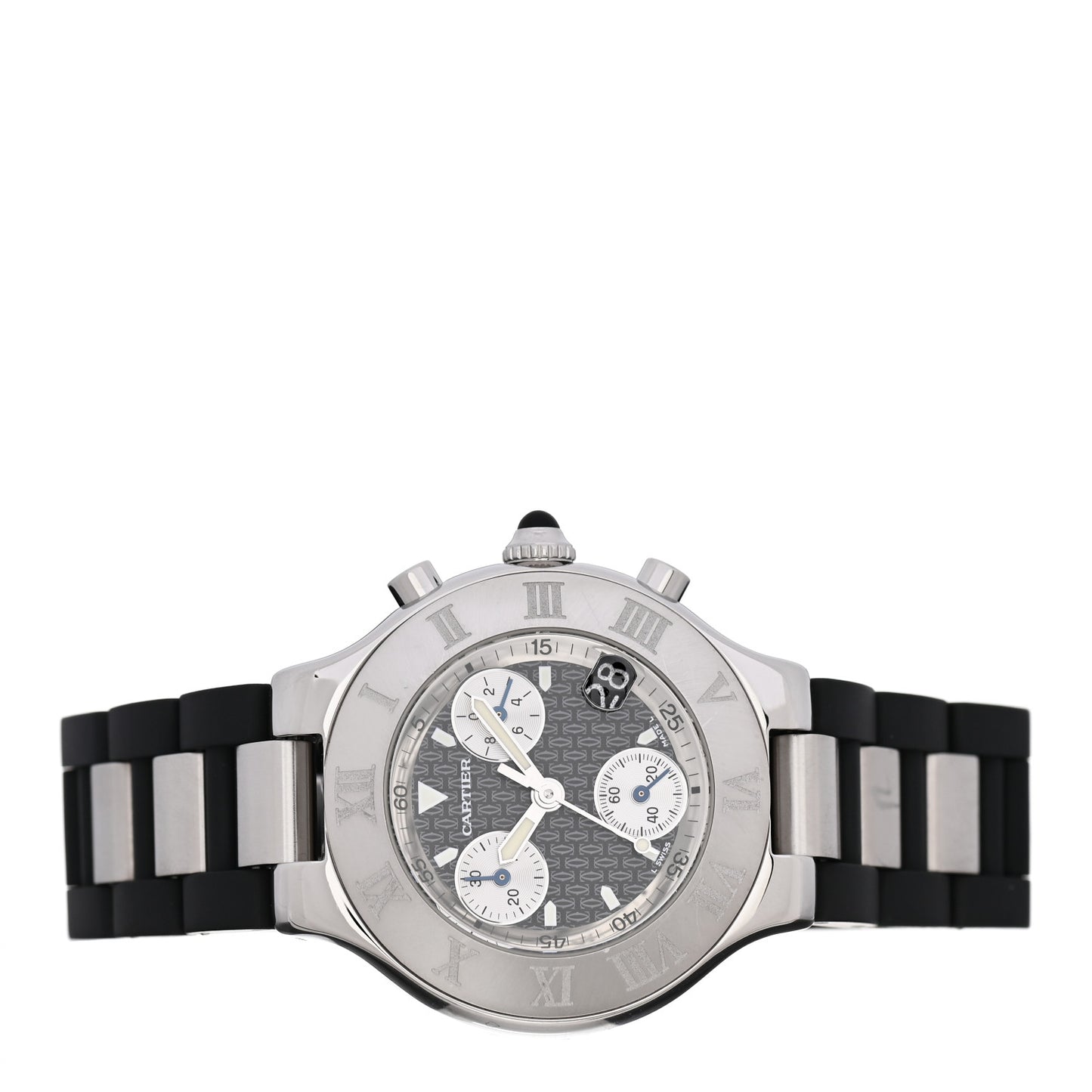 Stainless Steel Rubber 38mm Must 21 Chronoscaph Quartz Watch Black