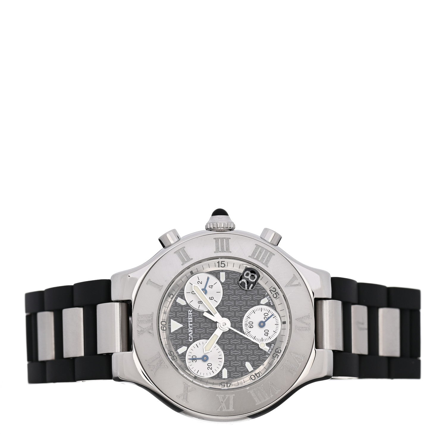 Cartier Stainless Steel Rubber 38mm Must 21 Chronoscaph Quartz Watch Black 2 of 4