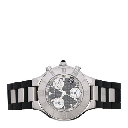 Cartier Stainless Steel Rubber 38mm Must 21 Chronoscaph Quartz Watch Black 2 of 4