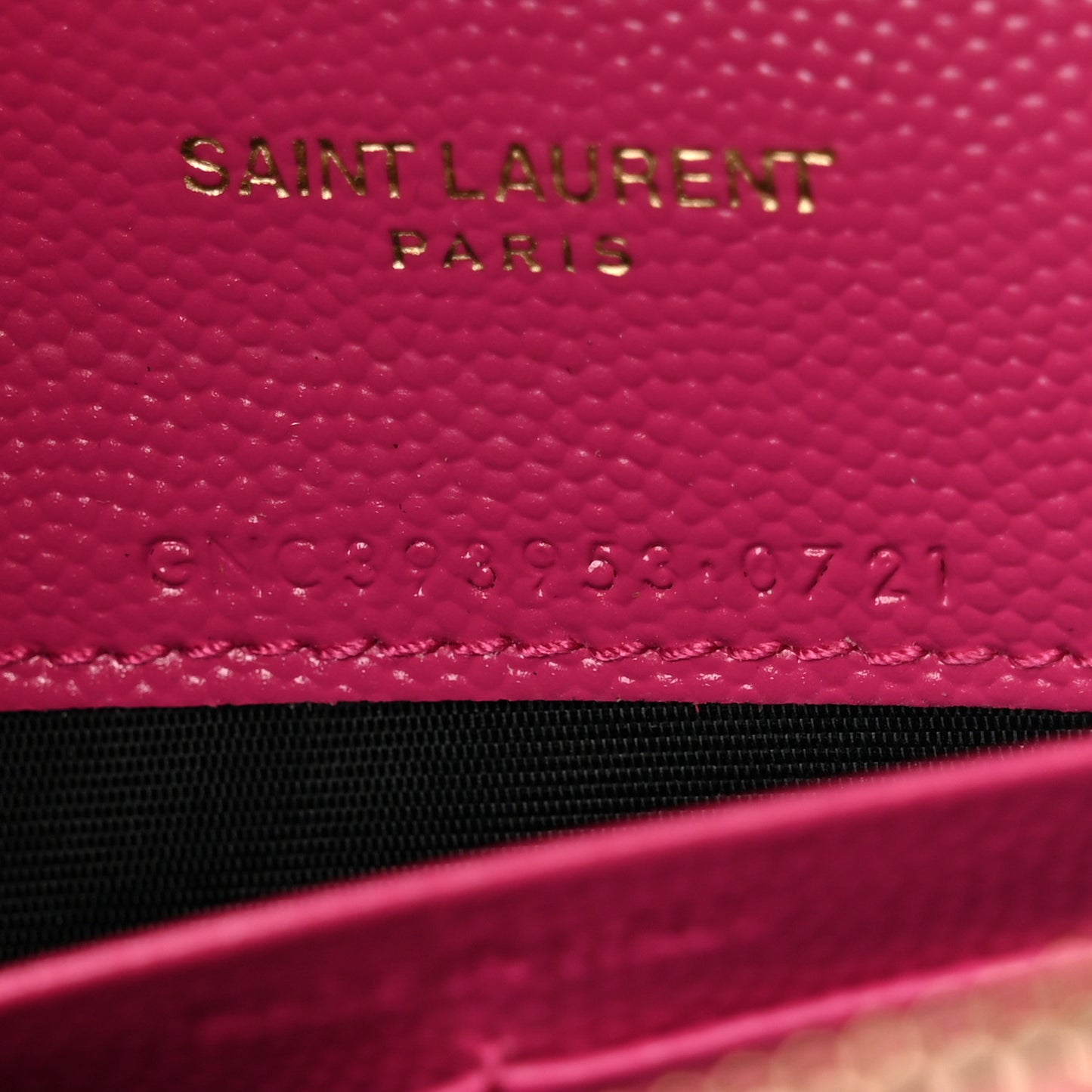 Grain De Poudre Matelasse Chevron Monogram Envelope Chain Wallet Fresh Fuchsia