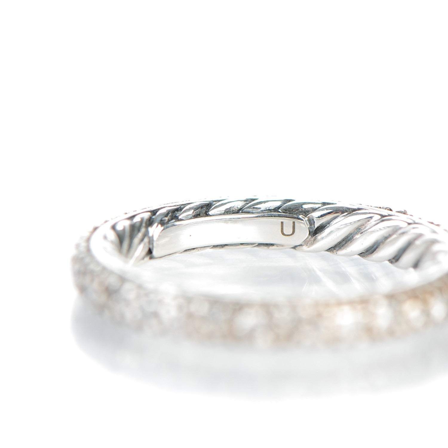 David Yurman Sterling Silver Diamond 3mm Midnight Melange Band Ring 48.5 4.75 5 of 5