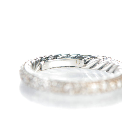 David Yurman Sterling Silver Diamond 3mm Midnight Melange Band Ring 48.5 4.75 5 of 5