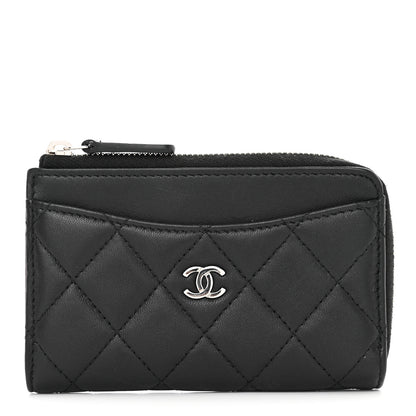 Chanel Lambskin Quilted Zip Card Holder Black 1 of 7