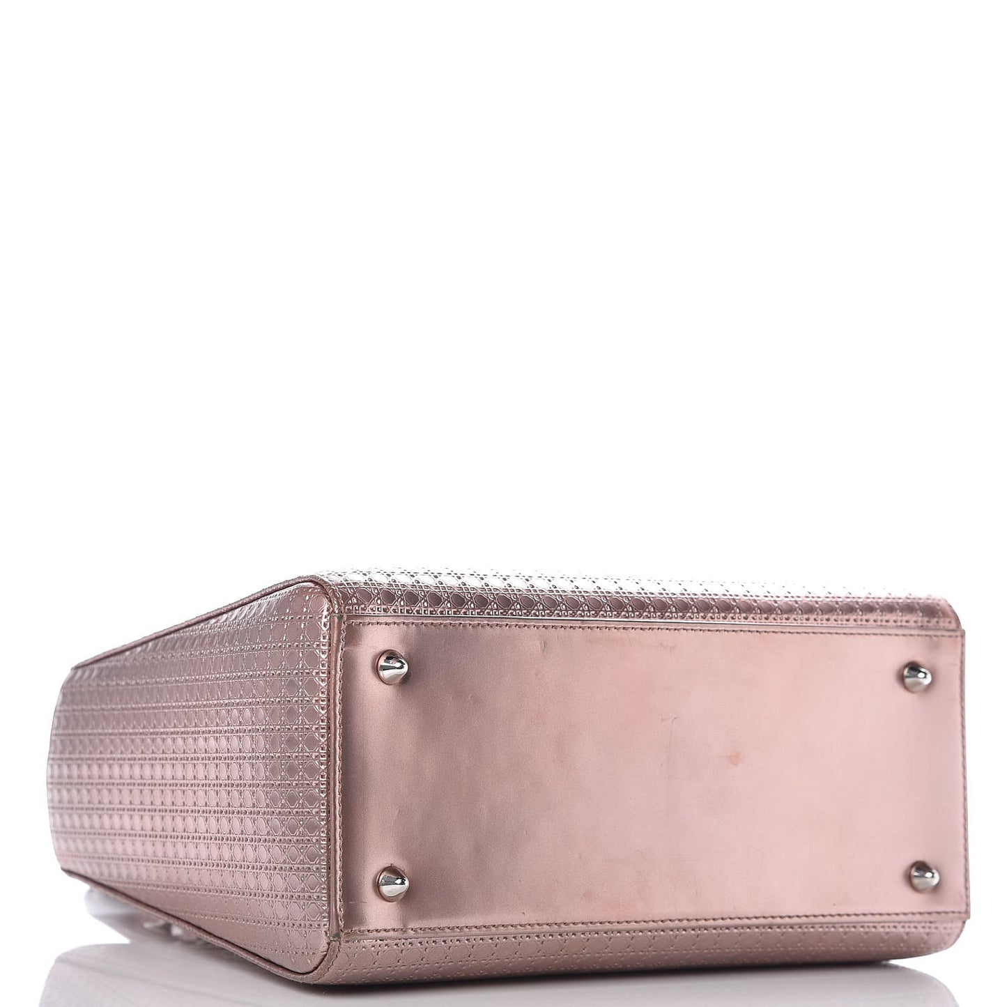 Metallic Patent Micro-Cannage Medium Lady Dior Pink