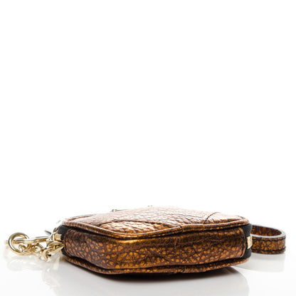 Burberry Metallic Grained Leather Brindley Zip Coin Case Key Ring Tangerine 4 of 7