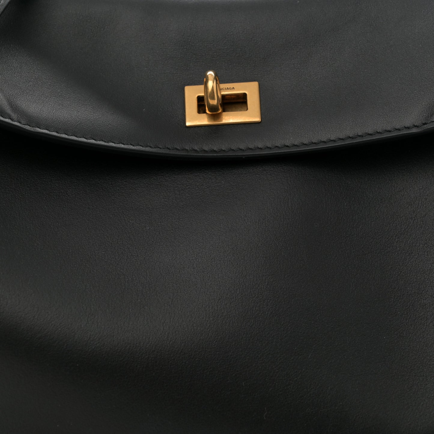 Natural Smooth Calfskin Medium Rodeo Top Handle Handbag Black